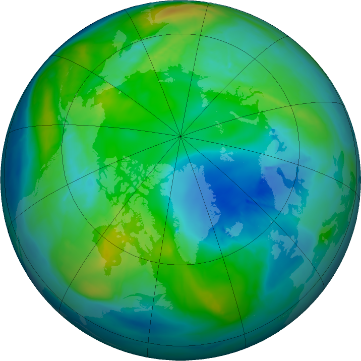 Arctic ozone map for 29 October 2015
